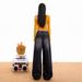 Denim Long Pants With Ink Dot Design, Spotted Fall And Winter Floor-Length Loose Wide-Leg Pants, American Style_mkmklike.com
