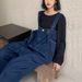 Youthful Denim Overalls For Women Plus Size New Retro Hong Kong Style Loose Slimming Korean Straight Pants Cute Japanese_mkmklike.com