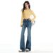 Retro Blue Stretchy Sweet And Spicy High-Waisted Flared Jeans For Women, New Early Autumn Style, Non-Tight-Fitting,_mkmklike.com