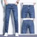 Men's Stretch Slim Fit Jeans – Classic Straight Leg Denim Pants (Dark Blue/Blue/Light Blue/Black) Button Fly & Mid-Rise Waist_mkmklike.com