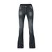 Women's Clothing Jeans Tight Elastic Tassel Flared Pants Trousers Solid Color Jeans_mkmklike.com