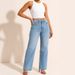 Women's Relaxed Fit Vintage Jeans - Mid-Rise Straight Leg Denim Pants With Zip Fly, Dark Blue/Light Blue In Long/Regular/Short Lengths_mkmklike.com