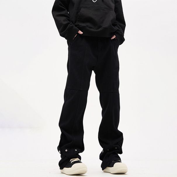 Nordmann European And American High Street Vibe Style Black Jeans For Men, Designer Long , Trendy Loose Straight-Leg Casual_mkmklike.com