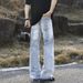 Men's Graffiti Print Distressed Jeans – Vintage Washed Denim Pants With Streetwear Style For Hip-Hop & Urban Fashion_mkmklike.com