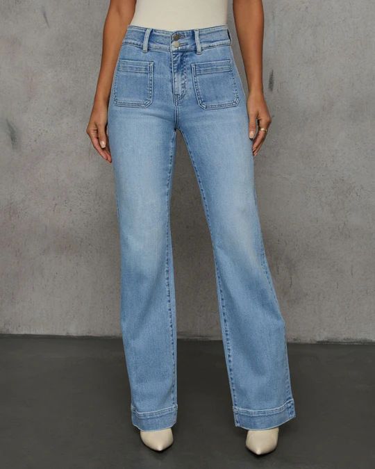 Women's Wide Leg Slim Straight Jeans – High Waist Comfort Stretch Denim Pants For Casual & Office Wear_mkmklike.com