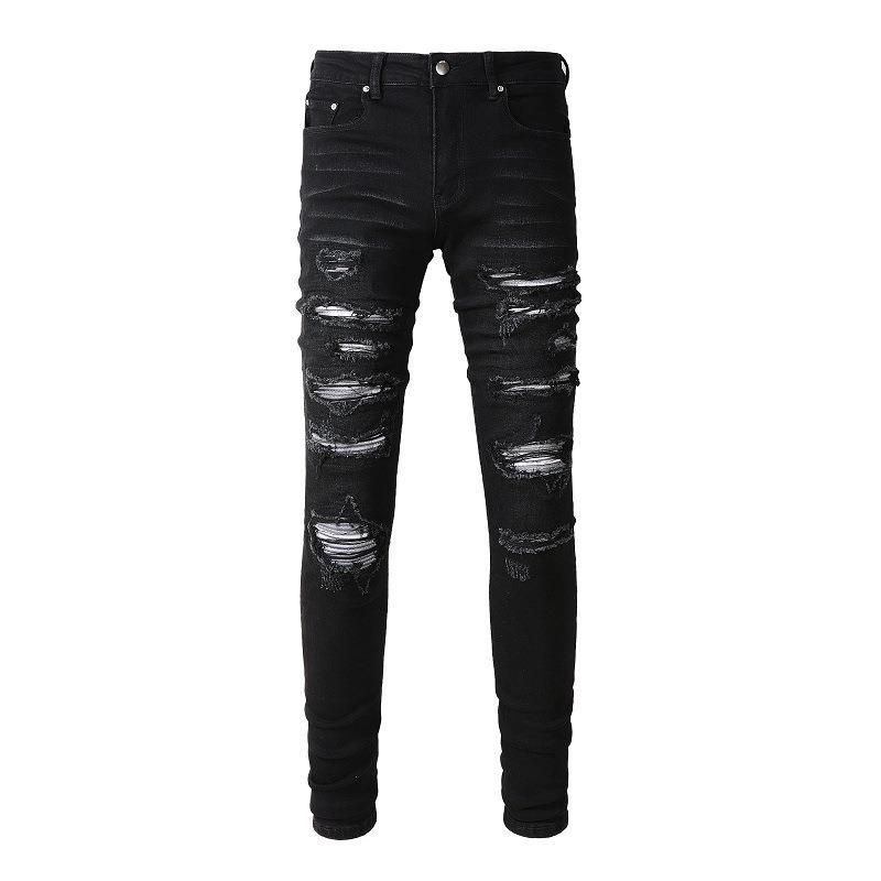 Cross-Border European And American High Street INS Same Style Washed Vintage Cat Whiskers Patched Ripped Stretch Slim_mkmklike.com