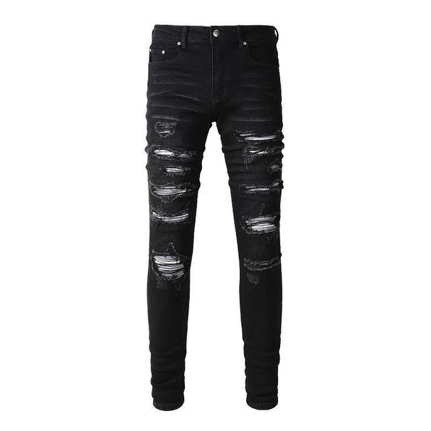 Cross-Border European And American High Street INS Same Style Washed Vintage Cat Whiskers Patched Ripped Stretch Slim_mkmklike.com