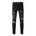 Suitable For All Seasons High Street INS Style Washed Vintage Cat Whisker Patch Ripped Stretch Slim Fit Skinny Jeans_mkmklike.com