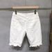 Men's Clothing Ripped Denim Shorts Men's Summer Thin Loose Straight Cat Whisker White Five-point Pants Trendy Brand Mid-length Pants_mkmklike.com