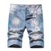 Men's Hip-Hop Spray Paint Washed Denim Shorts - Vintage Distressed Handmade Streetwear For Summer_mkmklike.com