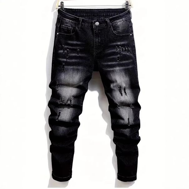 Men's Retro Ripped Jeans – Stretch Slim Fit Denim Pants For Streetwear & Urban Fashion_mkmklike.com