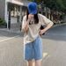 K Women's New Style High-Waisted Loose Skinny Straight Mid-Length Jeans_mkmklike.com