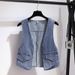 Chicco Summer Thin Women's Clothing 2025 New Denim High-end Korean Version Plus-size Sister Jacket Outerwear Small Vest One_mkmklike.com
