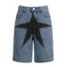 Men's Clothing Denim Shorts Street Fashion Loose Contrast Color Five Pointed Star Patch New Style Shorts_mkmklike.com
