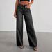 Women's High-Waisted Flared Jeans - Vintage Washed Denim With Raw Hem & Side Seam Detail (Black, Dark Blue)_mkmklike.com