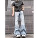 Trendy Brand Men Women High Waist Printed Loose Fit Straight Leg Jeans Retro Style Casual Pants_mkmklike.com