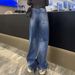 Clair Blue Jeans For Women 2025 New Spring Hot-Selling High-Waisted Scimitar Slimming Fashion Loose Wide-Leg Pants_mkmklike.com