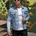 Loom European American Cross-Border Spring And Autumn Denim Personality Slim Fit Classic Versatile Casual Men's Turn-Down_mkmklike.com