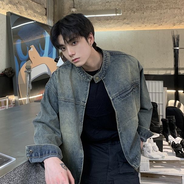 American Washed Nostalgic Blue Denim Jacket, Men's Spring And Autumn Fashion Brand Wide_mkmklike.com