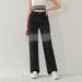 High Waisted Slimming Wide Leg Denim Jeans Rhinestone Embellished Women's Style Spring Autumn Instagram Worthy_mkmklike.com