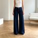 Women's High-Waisted Wide-Leg Jeans Stretchy Straight Leg Floor-Length Slimming Hip Concealing Center Front Seam Design Summer Jeans_mkmklike.com