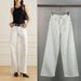Women's Clothing Minimalist Wide-Leg Denim Pants For Women – High Waist, Loose Fit, Floor-Length, Slimming & Versatile (Cream White)_mkmklike.com