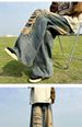 American Street Hiphop Pants Washed Old Stitching Fake Ripped Jeans Vintage Loose Wide-leg Pants_mkmklike.com
