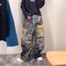 High Street Distressed Vintage Graffiti Jeans - 3D Printed Streetwear Wide Leg Pants For Women | Summer Fashion | Comfortable Cotton Denim | S-XXXL_mkmklike.com