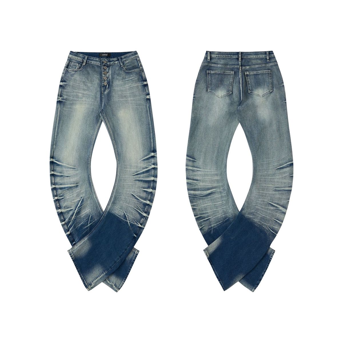 Men's Clothing Cracked Washed 3D Whisker Curved Blade Stretch Jeans For Men - Vintage High Elasticity Relaxed Fit Straight Leg Denim Pants_mkmklike.com