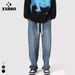 Unisex Vintage Washed Jeans – Loose Straight-Leg Denim Pants With Mud-Dye Effect For Casual & Streetwear_mkmklike.com