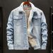 Men's Winter Thickened Fleece Lined Denim Jacket Casual Loose Fit Warm Workwear Jacket Korean Style Trendy All Size_mkmklike.com