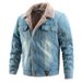Denim Plush Thick Oversized Jacket Men's Casual Autumn And Winter Trend Outerwear_mkmklike.com