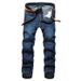 Jeans Men's Straight Slim-fit Large Size Mid-waist Men's Jeans Elastic Simple Business Trousers Men's_mkmklike.com