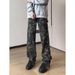 Men's Camo Cargo Jeans - Summer Loose Fit Retro Streetwear Pants With Straight Leg & Wide Hem_mkmklike.com