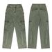 "Military Green Cargo Pants For Women - High Waisted Slim Fit Jeans, Comfortable Stretch Denim, Casual Streetwear, Plus Size Available"_mkmklike.com