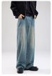 Vintage Washed Denim Jeans For Men - Relaxed Fit Straight Leg Retro Loose Trousers, Classic American Street Style, Comfortable Cotton Casual Pants_mkmklike.com