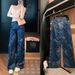 High Street Style Jacquard Denim Jeans Women's Floor Length Slimming Loose Fit Wide Leg Jeans Popular On Instagram_mkmklike.com
