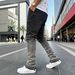Men's Slim Fit Gradient Washed Tie Dye Gray Jeans American High Street Long Pants_mkmklike.com