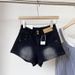 American Retro Girl Denim Shorts For Women 2025 Summer New Small Slim A-Line Wide-Leg Ultra Short Hot Pants_mkmklike.com
