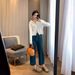 Retro Blue Straight-leg Women's Jeans, New Spring-summer Style, Slimming And Flattering For Plus-size Women, Loose_mkmklike.com