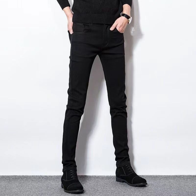 Men's Clothing Jeans New Korean Style Slim Fit Ripped Nine-point Pants Men's Trendy Brand Elastic Versatile Slim Fit Skinny Pants Trendy Trousers_mkmklike.com