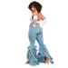 Fringe Hem Flared Jeans For Women, Boho Chic Distressed Bootcut Denim Pants With Side Slits, Stretchy Comfort From S To 2XL_mkmklike.com