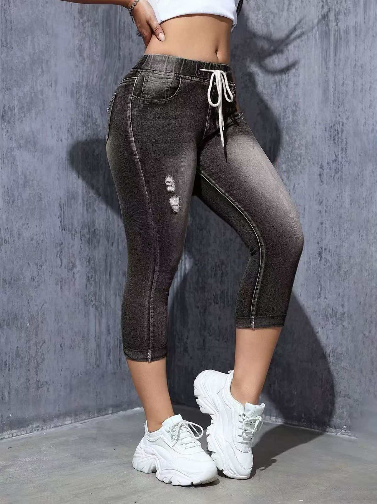 New Women's Slim Fit Jeans Versatile Rolled Elastic Waistband 2026 Hot Selling Item for Europe And America 2365 Archer0603_mkmklike.com