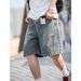 Men's 3D Pleated Denim Shorts Summer Style Loose Fit Casual Five Point Pants Distressed Wash_mkmklike.com