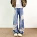 Men's Clothing Retro Lace Print Design Plus Size Women's Jeans Autumn New Loose Fitting Straight Leg Wide Leg Trousers_mkmklike.com