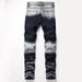 Men's Clothing Elastic Trousers Zipper Decoration Jeans Men's Ripped White Tide Pants Men's Clothing_mkmklike.com