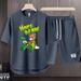 Men's Clothing 2024 Waffle Casual Summer Suit Men's Loose Teen Short sleeved T shirt Shorts Handsome Two piece Suit_mkmklike.com