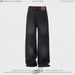 Men's Clothing Retro Washed Drape Loose Jeans Black Straight Wide Leg Pants Oversize Men And Women Pants_mkmklike.com
