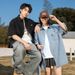 Northfold Japanese Retro Washed Vintage Short Sleeve Denim For Men 25 Summer New Loose Couple Trendy Brand Shirt Jacket_mkmklike.com