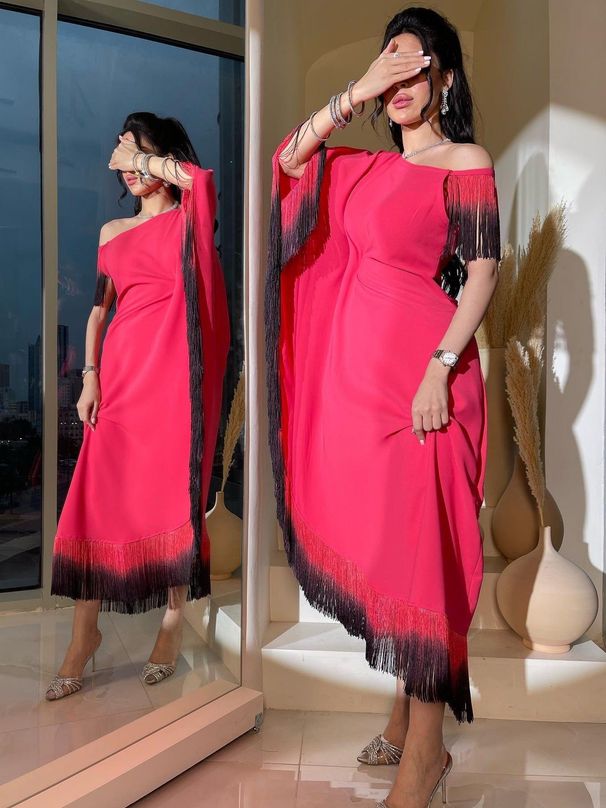 Women's clothing Independent Station Hot Sale New Style Tassel Off-shoulder Irregular Waist Skirt Spot_mkmklike.com